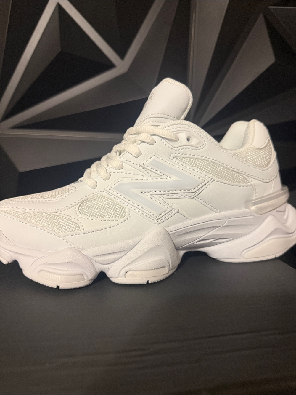 New Balance Women's White Chunky Mesh & Leather Sneaker - Picture 5 of 7